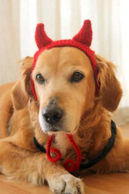 Devil Dog Costume, Devil Horns for Large Breed Dogs, Red Devil Dog Hat, Devil Halloween Dog Costume, Cute Dog Costume, Funny Dog Costume