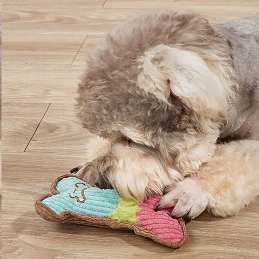 1Pc Dog Squeaky Toys, Bones Plush Dogs Chew Toy for Small Medium Breed Puppy Aggressive Chewer Pets Puppy Playing Cleaning Teeth
