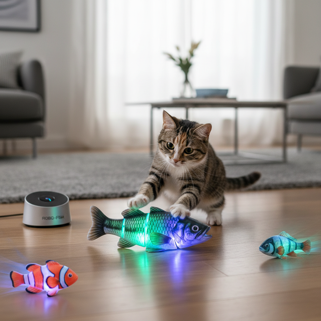 LED Interactive Robotic Fish Cat Toy